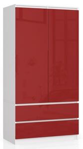 Gardróbszekrény 90x51cm fehér, magasfényű piros