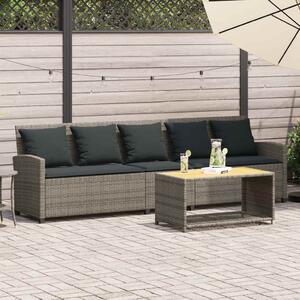 VidaXL 5 személyes szürke polyrattan kerti kanapé párnával