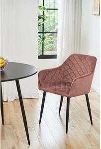 Velúr karfás szék skandináv stílus rózsaszín