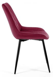 1 db velúr skandináv stílusú szék burgundi vörös