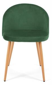 Velúr skandináv stílusú szék üveg zöld