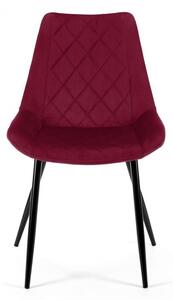 1 db velúr skandináv stílusú szék burgundi vörös