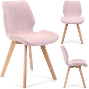4 db skandináv stílusú szék fa lábakkal rózsaszín