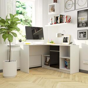 Sarok íróasztal 120x126cm fehér, magasfényű fekete, jobbos kivitel