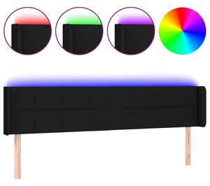 Fekete szövet led-es fejtámla 183 x 16 x 78/88 cm