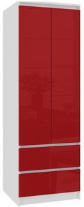 Gardróbszekrény 60x51cm fehér, magasfényű piros