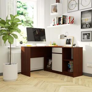 Sarok íróasztal 120x126cm wenge, fehér, jobbos kivitel