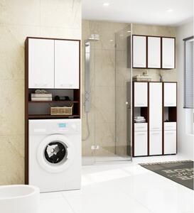 Fürdőszoba polc mosógép fölé 64 cm x 180 cm x 30 cm | Wenge - Fehér
