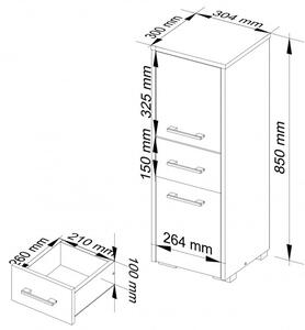 Fürdőszobaszekrény - elem 30 2D 1SZ | Fehér - Fényes