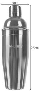 Ruhhy koktélbár készlet, 6 db-os készlet, 700 ml, rozsdamentes acél, ezüst színű