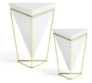 Umbra Trigg Geometrikus Kerámia Virágtartó Készlet Fehér-Arany