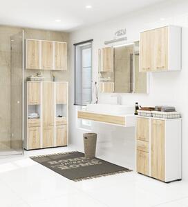 Fürdőszobai szekrény 140 x 30 x 30 cm, FIN 2D 1SZ 1W | Sonoma tölgy