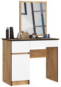 Fésülködőasztal tükörrel, balos kivitel | Craft Oak - Fehér matt