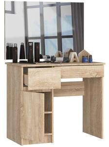Fésülködőasztal 90x60cm tükörrel | balos kivitel | Sonoma Oak