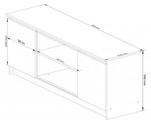 TV szekrény 140 cm 2D 1P | Fehér Akril