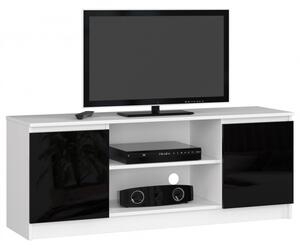 TV szekrény 140 cm 2D 1P | Fehér - Fekete Akril