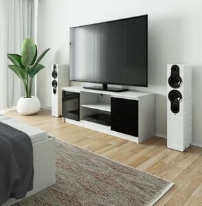TV szekrény 140 cm 2D 1P | Fehér - Fekete Akril