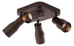Sötét bronz GU10 mennyezeti spotlámpa, 50 mm-es négyzet alakú, 4 fényforrással - Stanley
