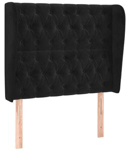 HomeElegance - Bársony Ágyfejtámla Szárnyakkal - Fekete - 103x23x118/128cm