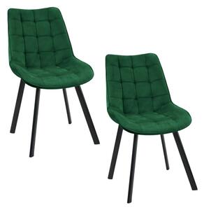 2 db Kárpitozott steppelt bársony szék SJ.22 | Zöld