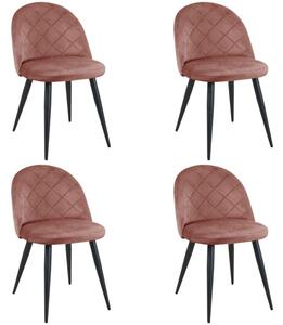 4 db Kárpitozott steppelt bársony szék SJ.077 | Rózsaszín
