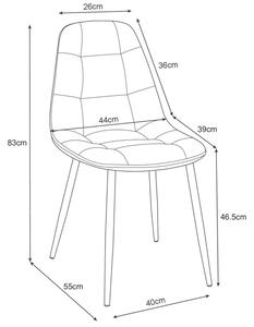 2 db SJ.1 Kárpitozott steppelt bársony szék | Szürke