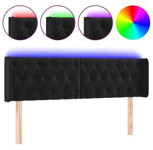 Fekete bársony led-es fejtámla 147 x 16 x 78/88 cm