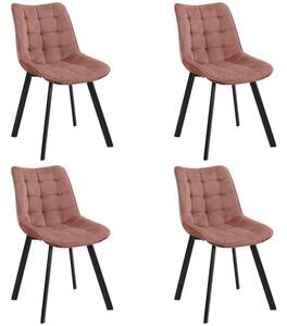 4 db Kárpitozott steppelt bársony szék SJ.28 | Rózsaszín