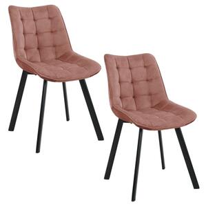 2 db Kárpitozott steppelt bársony szék SJ.28 | Rózsaszín