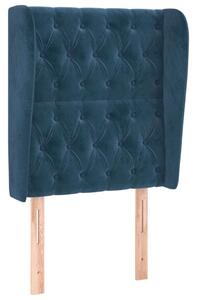 Sötétkék bársony fejtámla szárnyakkal 83 x 23 x 118/128 cm
