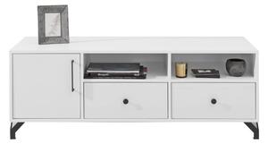 BERGENA TV asztal, 140x50x50, fehér/magasfényű fehér