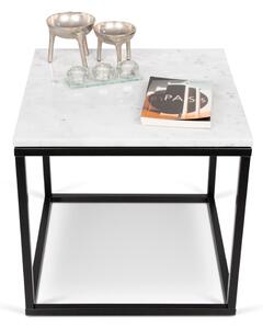 Dohányzóasztal fekete talpazattal és fehér márvány asztallappal 50x50 cm Prairie - TemaHome