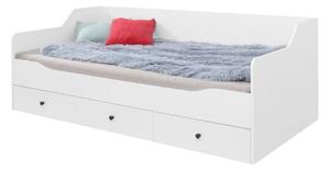 BERGENA ágy, 90x200, fehér/magasfényű fehér