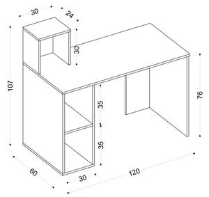 Buca fehér íróasztal 120 x 107,6 x 60 cm