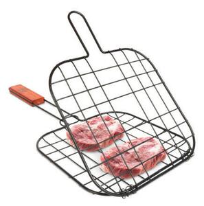 Hús grillező rács - fa nyéllel
