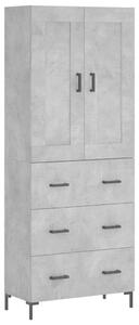 Betonszürke szerelt fa magasszekrény 69,5 x 34 x 180 cm
