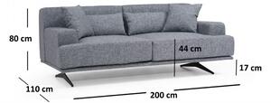 Bentley szürke kétszemélyes kanapé