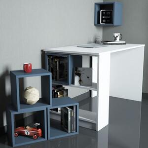 Box fehér-kék íróasztal és könyvespolc