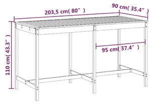 VidaXL tömör duglászfenyő kerti asztal 203,5x90x110 cm