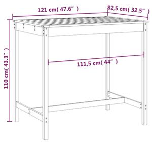 VidaXL tömör douglas fa kerti asztal 121 x 82,5 x 110 cm