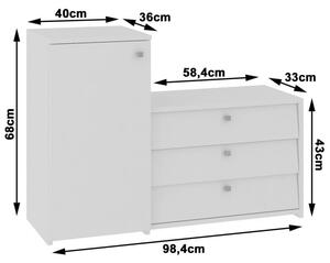 Cipős szekrény komóddal S16 | Fehér