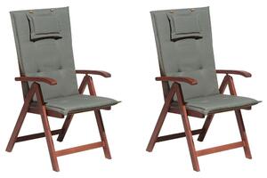 Összecsukható akácfa szék szürke párnával kétdarabos szettben TOSCANA