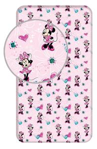 Rózsaszín gumis pamut gyerek lepedő 90x200 cm Minnie "Flowers" – Jerry Fabrics