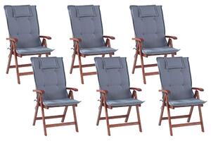 Kerti szék 6 részes készlet Keményfa Kék TOSCANA