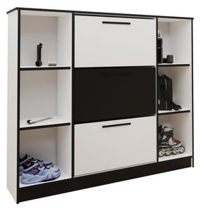 SZNB02 cipőtartó szekrény, 137,2x124,7x24,1, fehér/fekete