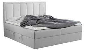 VOXI kárpitozott boxspring ágy, 180x200, fehér öko-bőr