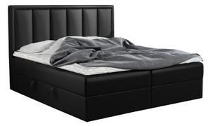 FRANIA kárpitozott boxspring ágy, 180x200, fekete öko-bőr