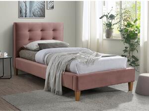 TEXAS VELVET rózsaszín kárpitozott ágy 90 x 200 cm