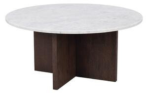 Fehér-barna márvány kerek dohányzóasztal 90x90 cm Brooksville - Rowico