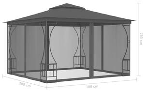 VidaXL antracitszürke pavilon hálóval 300 x 300 x 265 cm
